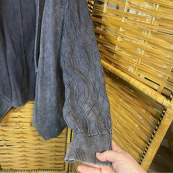 Leo & Nicole Gray cotton Jacket with Waterfall Front 2X lagenlook layering - Picture 3 of 10